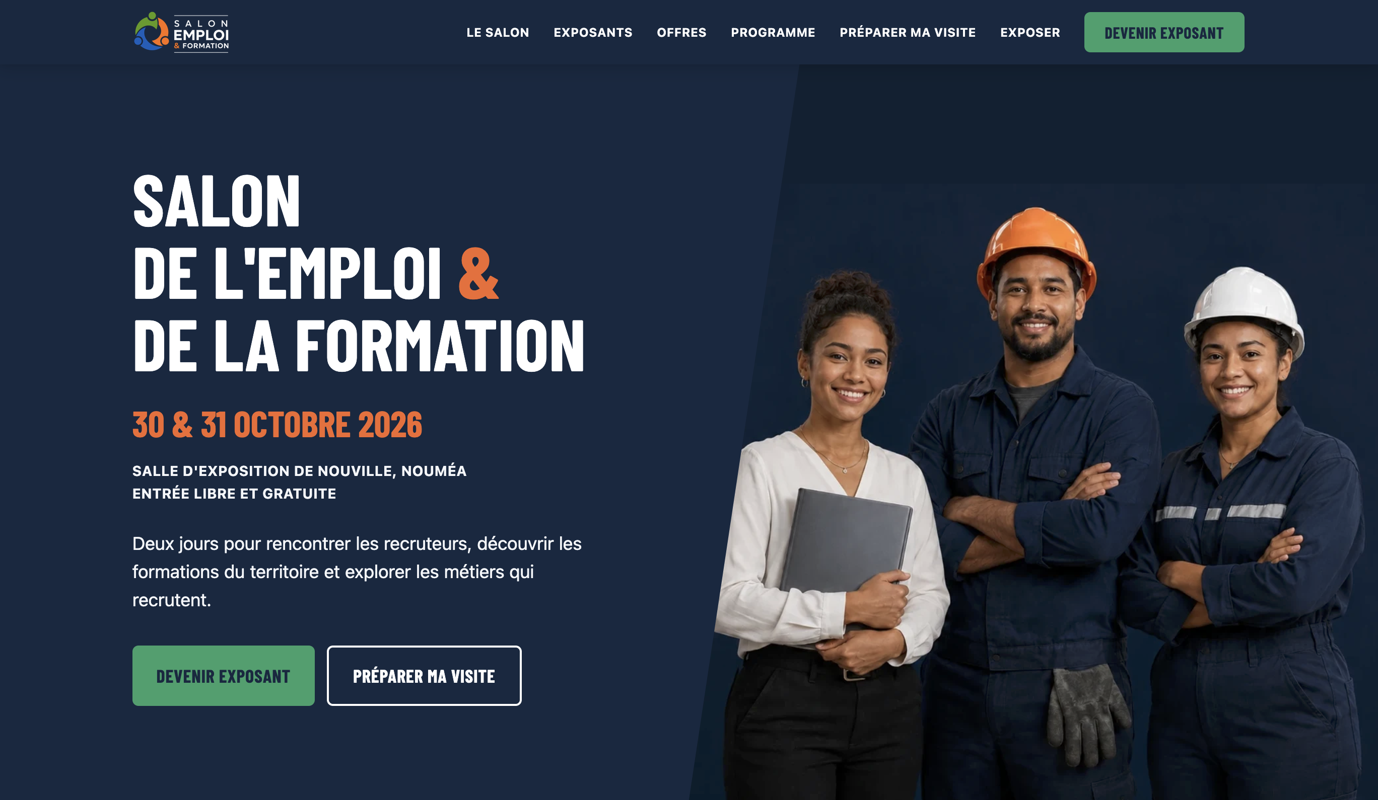 Capture de la page d’accueil du site salonemploi.nc sur ordinateur